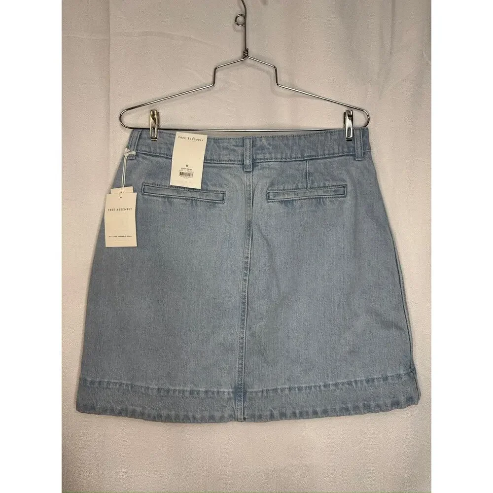 414. Free Assembly Blue Gingham Top & Denim Skirt Set Size 10-12 NWT - Picture 7 of 7